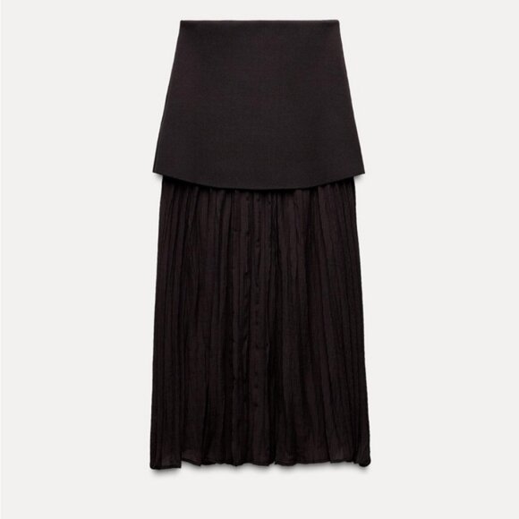 ZARA MIXED PLEATED KNIT SKIRT - Picture 8 of 10